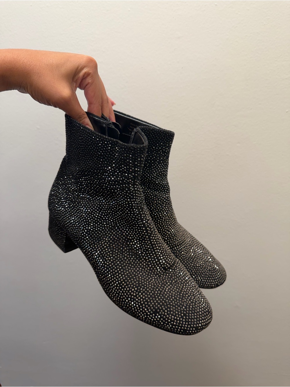 Aldo Black Crystal-Studded Ankle Booties